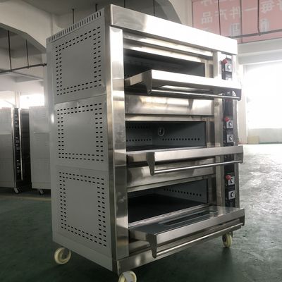 Μηχανή μαγειρέματος Ηλεκτρική λειτουργία Κέικ με φυσικό αέριο Φούρνο πίτσας με ανταγωνιστικό και 3 κατάστρωμα 9 δίσκοι