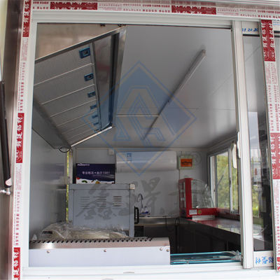 Μακροχρόνια διάρκεια ζωής 4.5M τετραγωνικό κινητό φορτηγό τροφίμων με διπλό άξονα και ισχύ 3KW