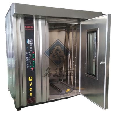 Τροχαίο περιστρεφόμενο αέριο ψήσιμο 32 δίσκοι περιστρεφόμενος φούρνος για μηχανήματα αρτοποιίας λειτουργία 100kg/h